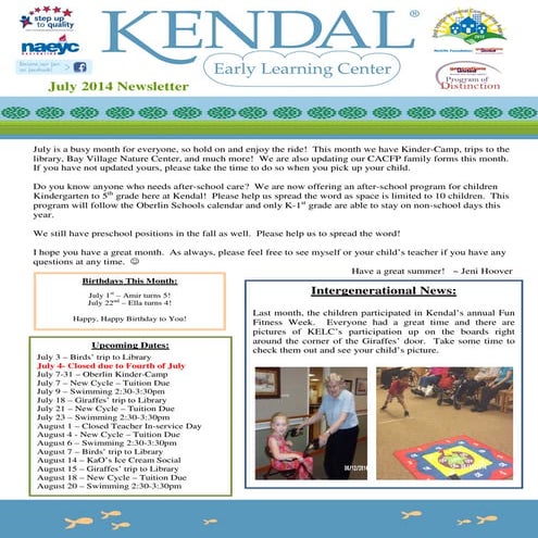 July 2014 newsletter format