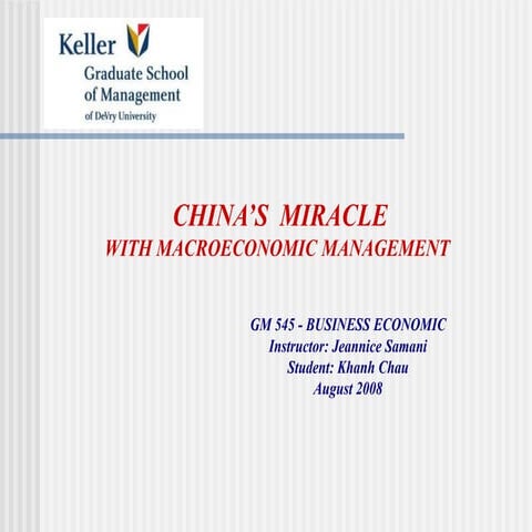 China’s Economic Miracle Under A Macro Economic View