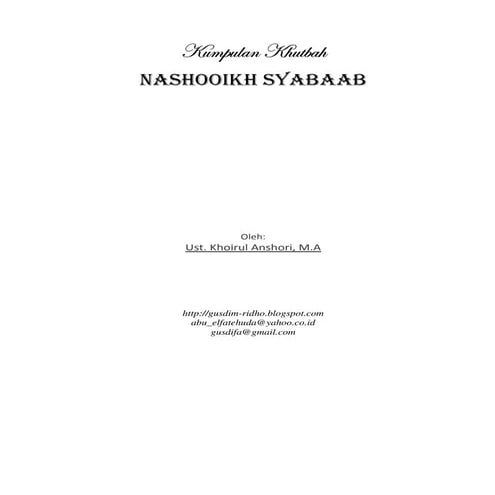 Khutbah ust khoirul anshori, ma