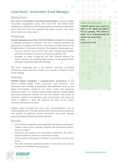 Case Study : Investment Fund Manager