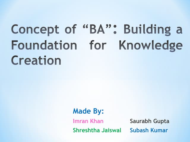 Knowledge Management - Concept of BA