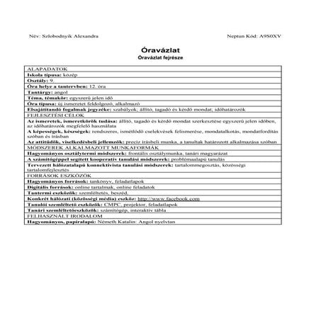 Konnektivista óravázlat