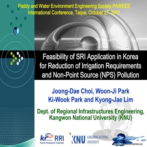 Feasibility of SRI Application in Korea for Reduction of Irrigation Requireme...