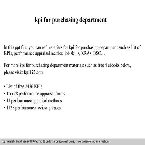 Kpi for purchasing department