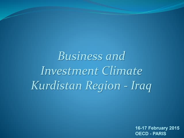 Business and Investment Climate – Kurdistan Region, Iraq