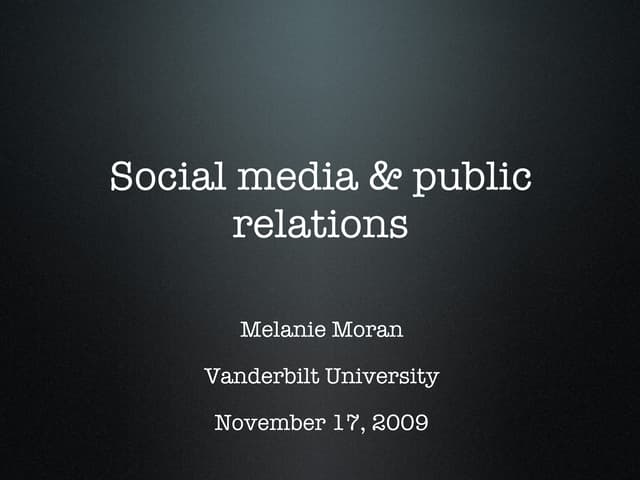 Social Media and Public Relations
