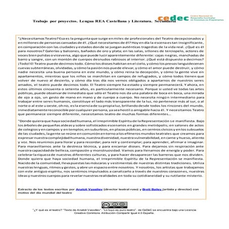 ¿Y qué es el teatro? (Texto para reflexión y actividades de aula)