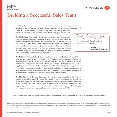 Furniture Retailer: Building a Successful Sales Team