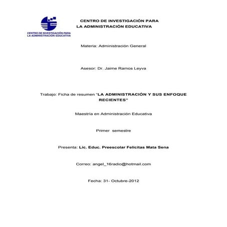 La  administración  y  sus  enfoque recientes 