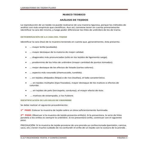 Laboratorio de tejido plano