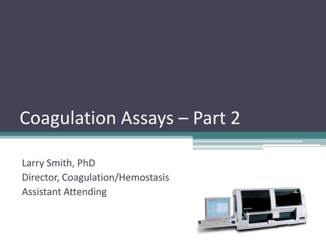 Laboratory tests of hemostasis and coagulation system