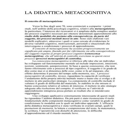 La didattica metacognitiva