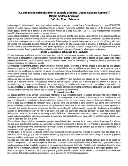 La dimensión estructural en la escuela primaria ensayo