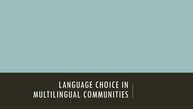 Language choice in multilingual communities