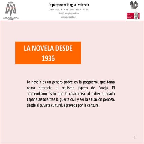 La novela desde 1936