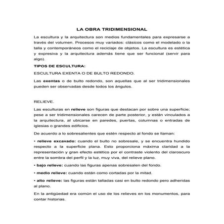 La obra tridimensional