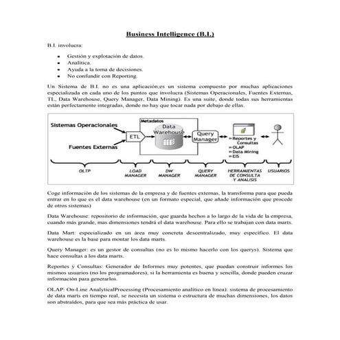 Business Intelligence (B.I.). La Plataforma Pentaho