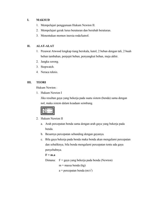 Laporan Pesawat Atwood