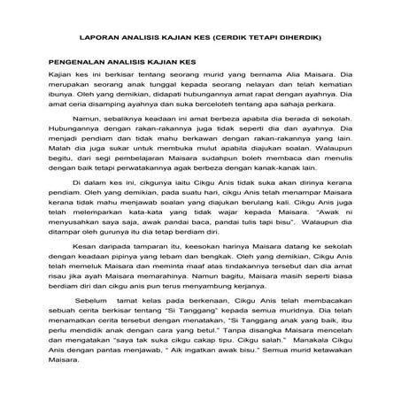 Laporan analisis kajian kes