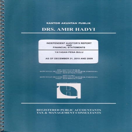 Opini Auditor Independen dan Laporan Keuangan Yayasan Penabulu Tahun 2010