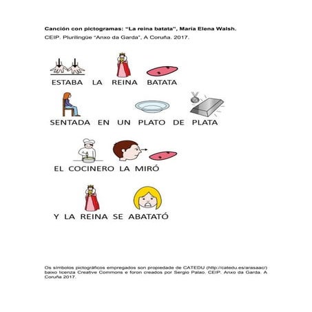 Canción con pictogramas : "La reina batata".