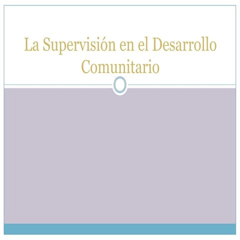 La supervisión en el desarrollo comunitario