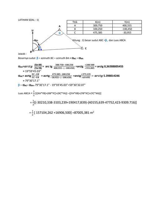 Latihan soal 1 ILMU UKUR TANAH