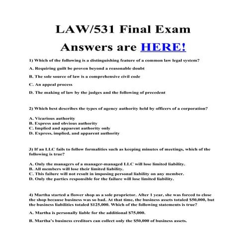 Law 531 final exam