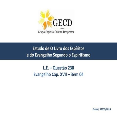 Livro dos Espiritos Q. 230 Evangelho Cap 17 4