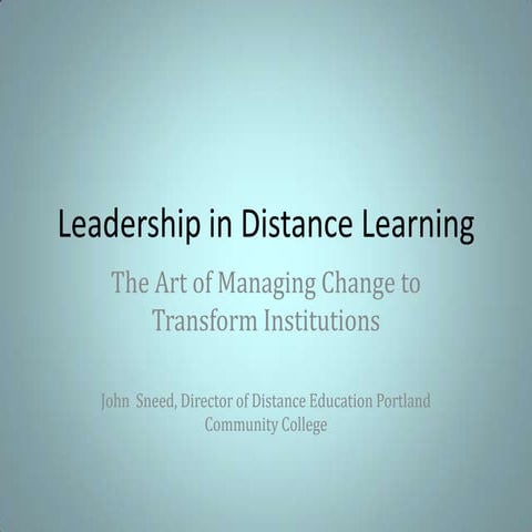 Leadership In Distance Learning Draft 6