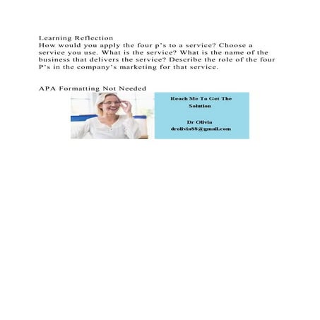 Learning ReflectionHow would you apply the four p’s to a service .docx