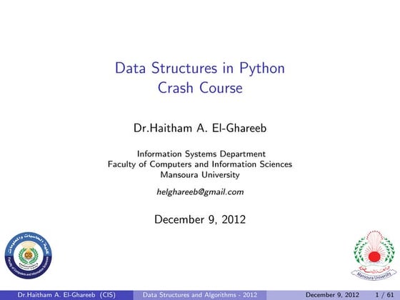 Lecture 9 - DSA - Python Data Structures