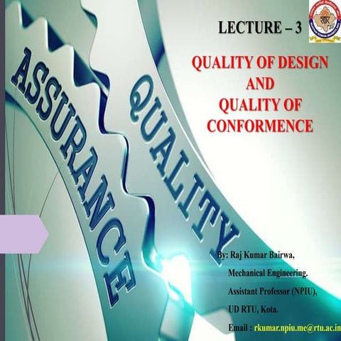 Lecture  3 (quality of design and quality of conformance)