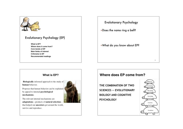 Lecture 1. Evolutionary Psychology: a brief introduction