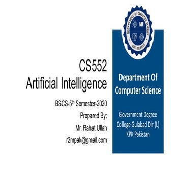 Lecture 1- Artificial Intelligence - Introduction