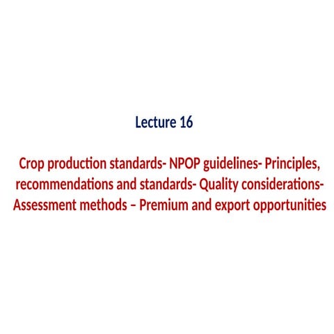 Import and export opportunities in Organic Farming