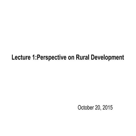 Perspective on rural development