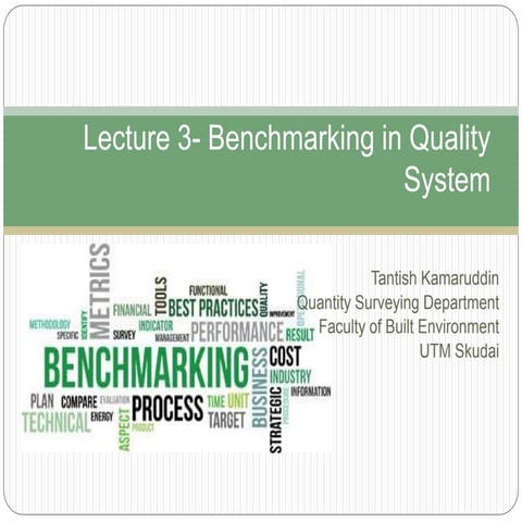 Lecture 3  benchmarking in quality system