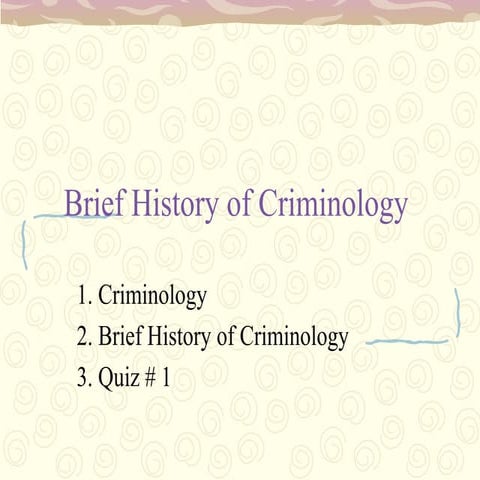 History of Criminology