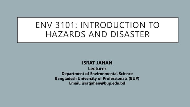 Introductions to hazard and disaster 