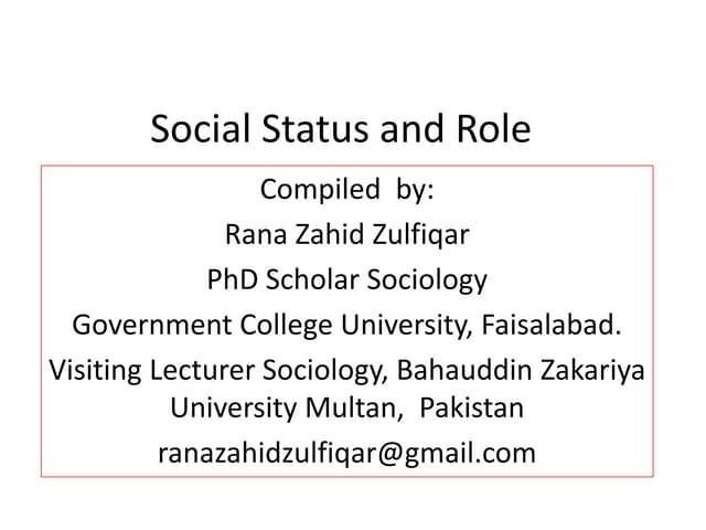 Lecture 5 social status and role