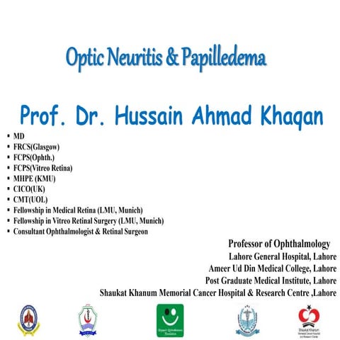 Lecture on Optic Neuritis & Papilledema For 4th Year MBBS Undergraduate Stude...