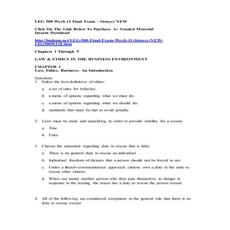 Leg 500 week 11 final exam – strayer new