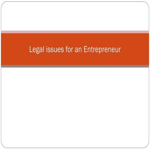 Legal issues for an entrerpreneur