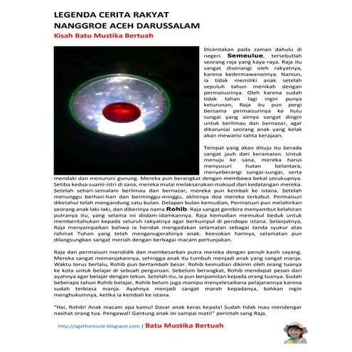 Legenda aceh   batu mustika bertuah