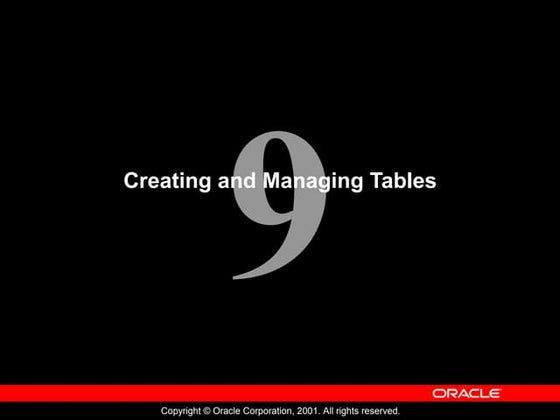 Creating and Managing Tables -Oracle Data base 