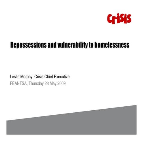 Recent survey findings showing growing numbers of repossessions in the UK and...