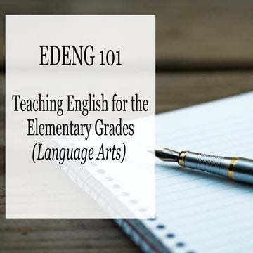 Teaching English for Elementary grade pupils.