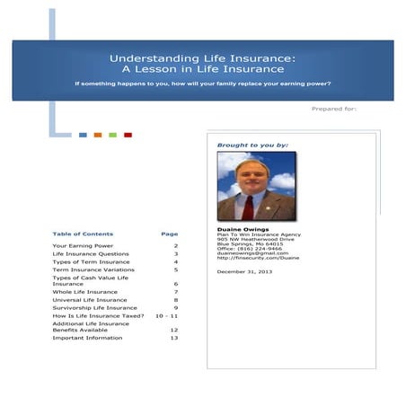 Lesson in life insurance