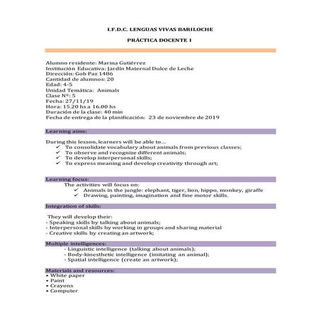 Lesson plan class 5 marina gutierrez revise